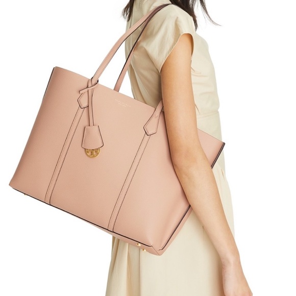 Tory Burch Handbags - 👛EUC - TORY BURCH PERRY TRIPLE COMPARTMENT LEATHER TOTE - COLOR: SHELL PINK👛